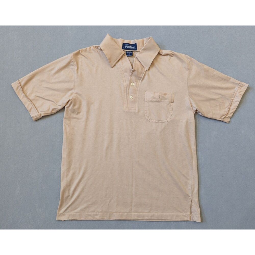 Vintage 70s Mervyn's Sportsman Polo Peach Size M